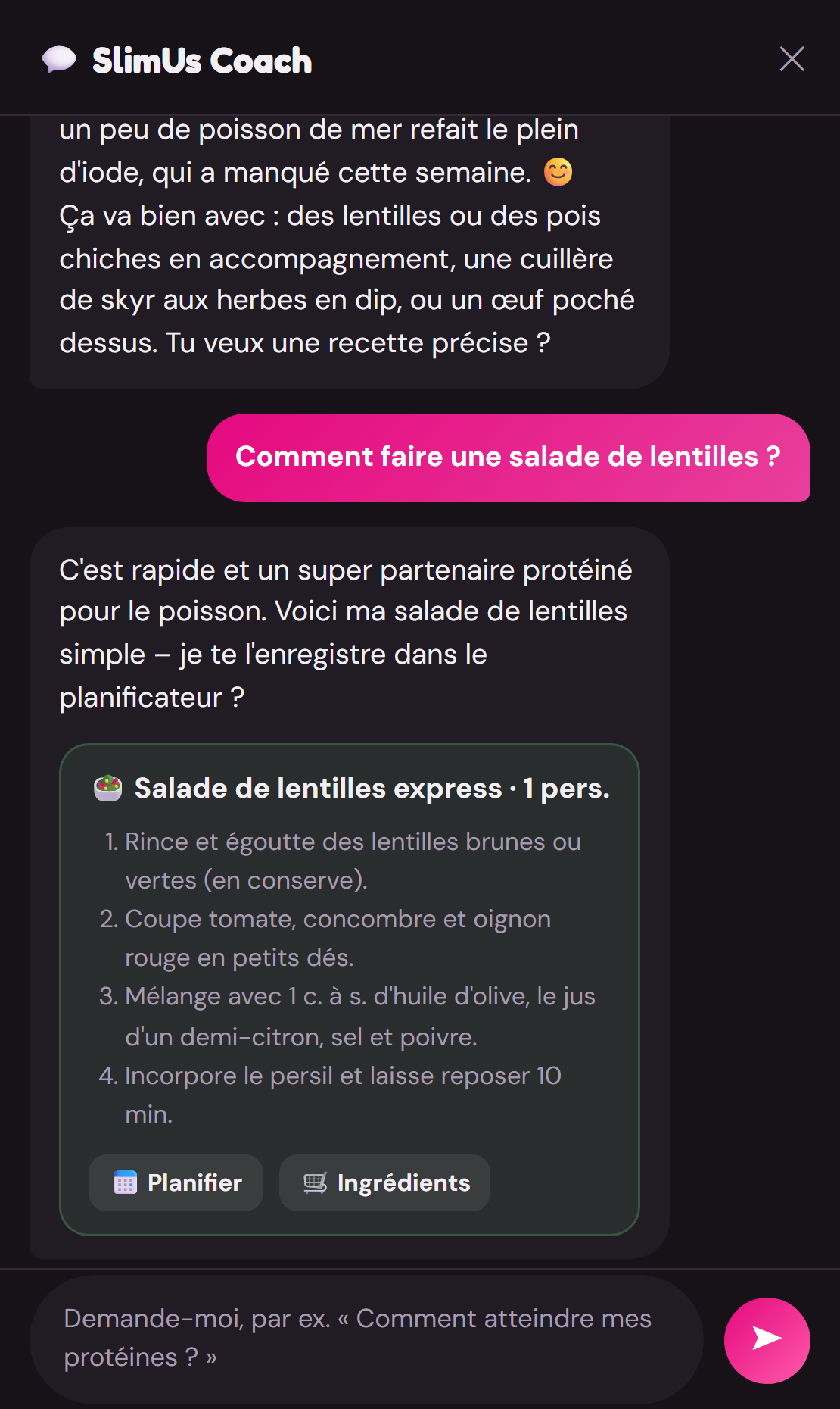Conversation avec le coach SlimUs