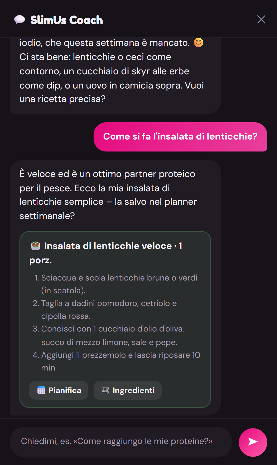 Conversazione con il coach SlimUs