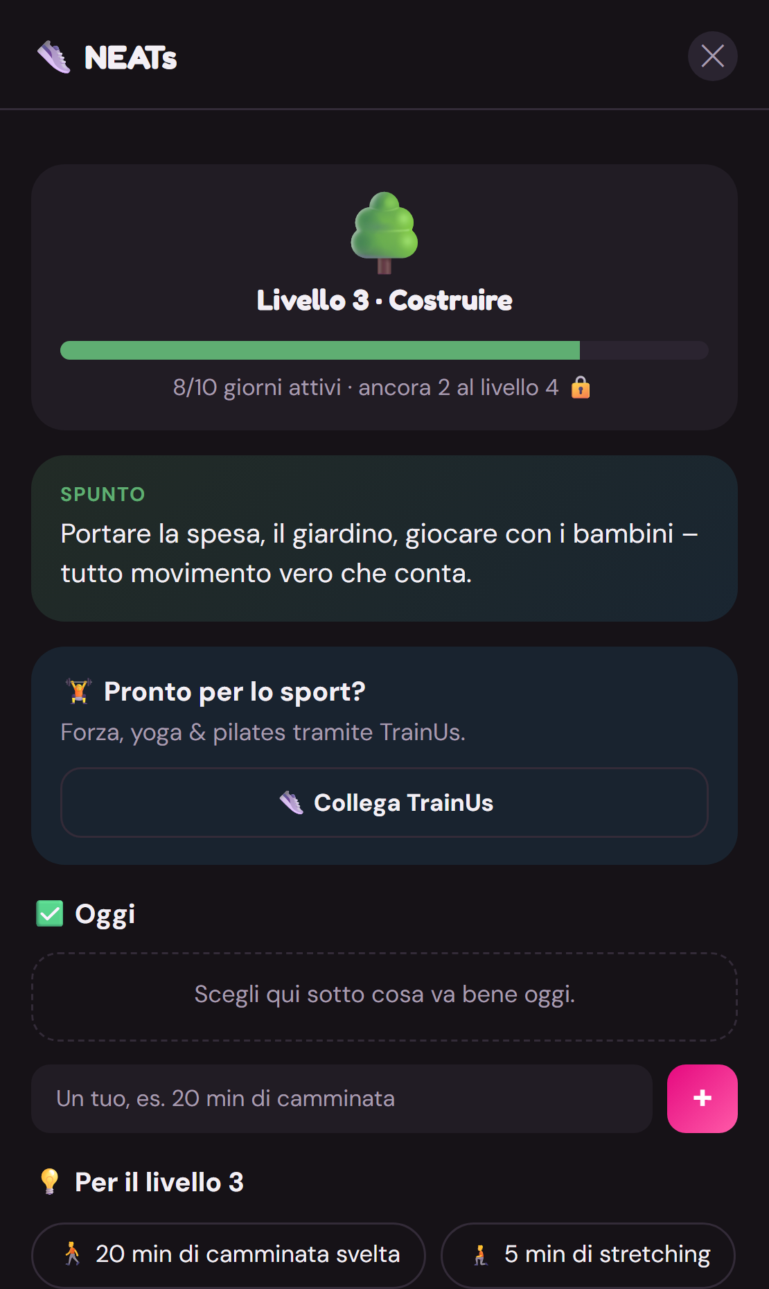 Movimento quotidiano in SlimUs